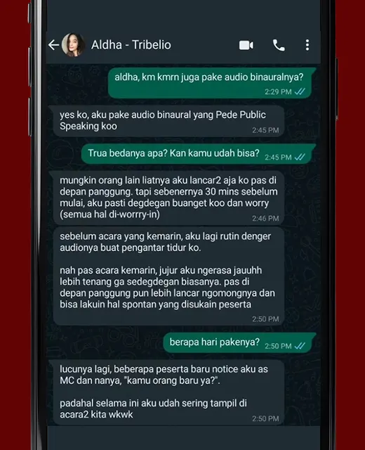 Chat WhatsApp: pengguna merasa jauh lebih tenang dan lancar saat jadi MC